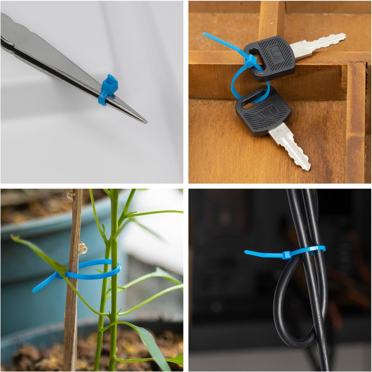 6 Inch Blue Zip Tie 1000 PCS, 18 Lbs - Small to Medium Zip Tie, Nylon PA66 UV Resistant Cable Tie for Indoor and Outdoor Use - Ideal for bundling and securing objects