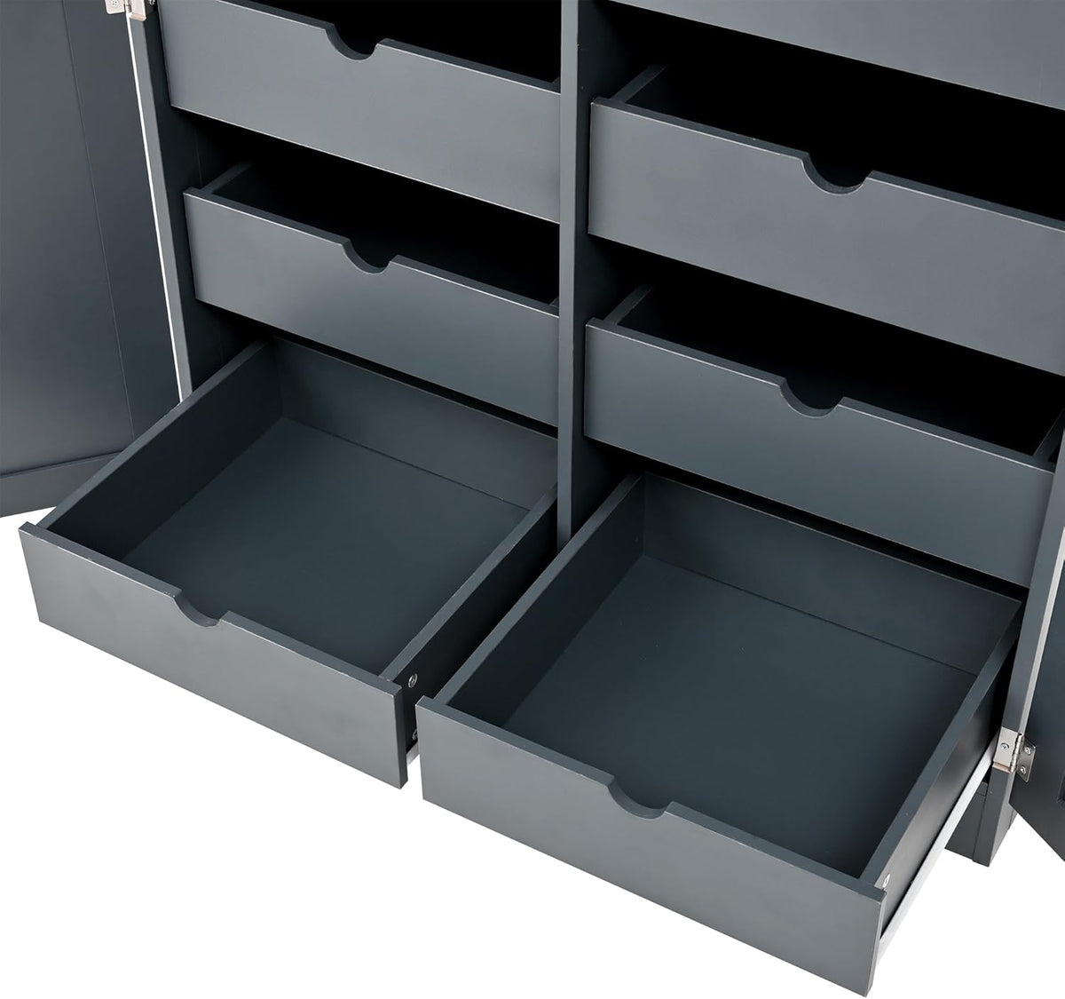 71" Tall Kitchen Pantry Cabinet with 4 Doors, 8 Pull-out Trays (Gray) | Adjustable Shelves, Freestanding Storage Cabinet for Kitchen Dining Room Living Room, Anti-Tip Design