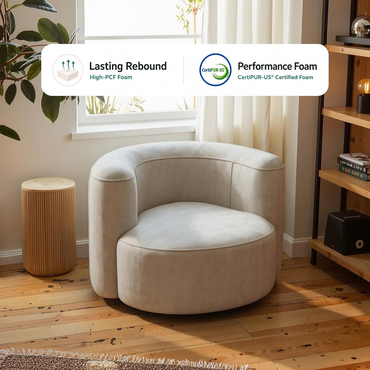 Acanva Mellow Tight Curved Back Accent Chair, Velvet Sofa