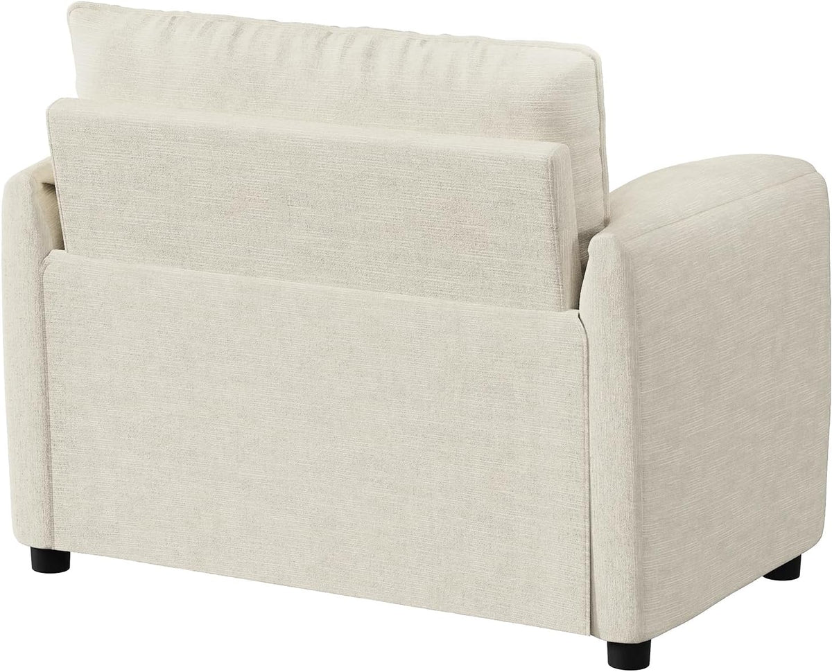 ONBRILL Oversized Accent Chair, 41 Inch Chenille Fabric Armchair, Beige | Comfy Single Sofa Chair with Padded Arms, Pocket Spring Cushion, Modern Reading Chair for Living Room, Bedroom, Apartment