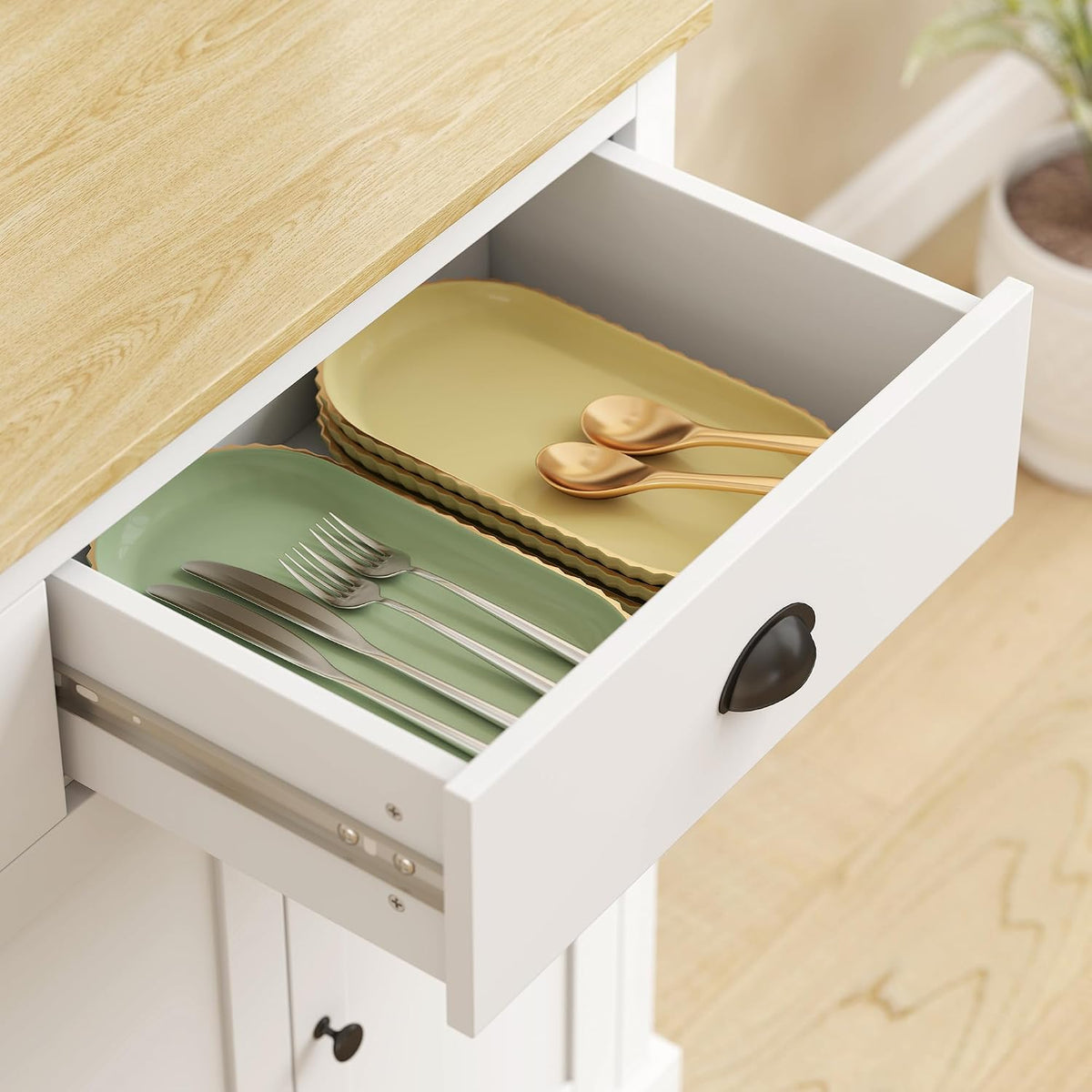 HOMCOM Kitchen Pantry Storage Cabinet with Microwave Stand, 71" Modern Kitchen Hutch with Open Countertop, Glass Doors, Storage Drawers and Adjustable Shelves for Dining Room, Coffee Bar, White