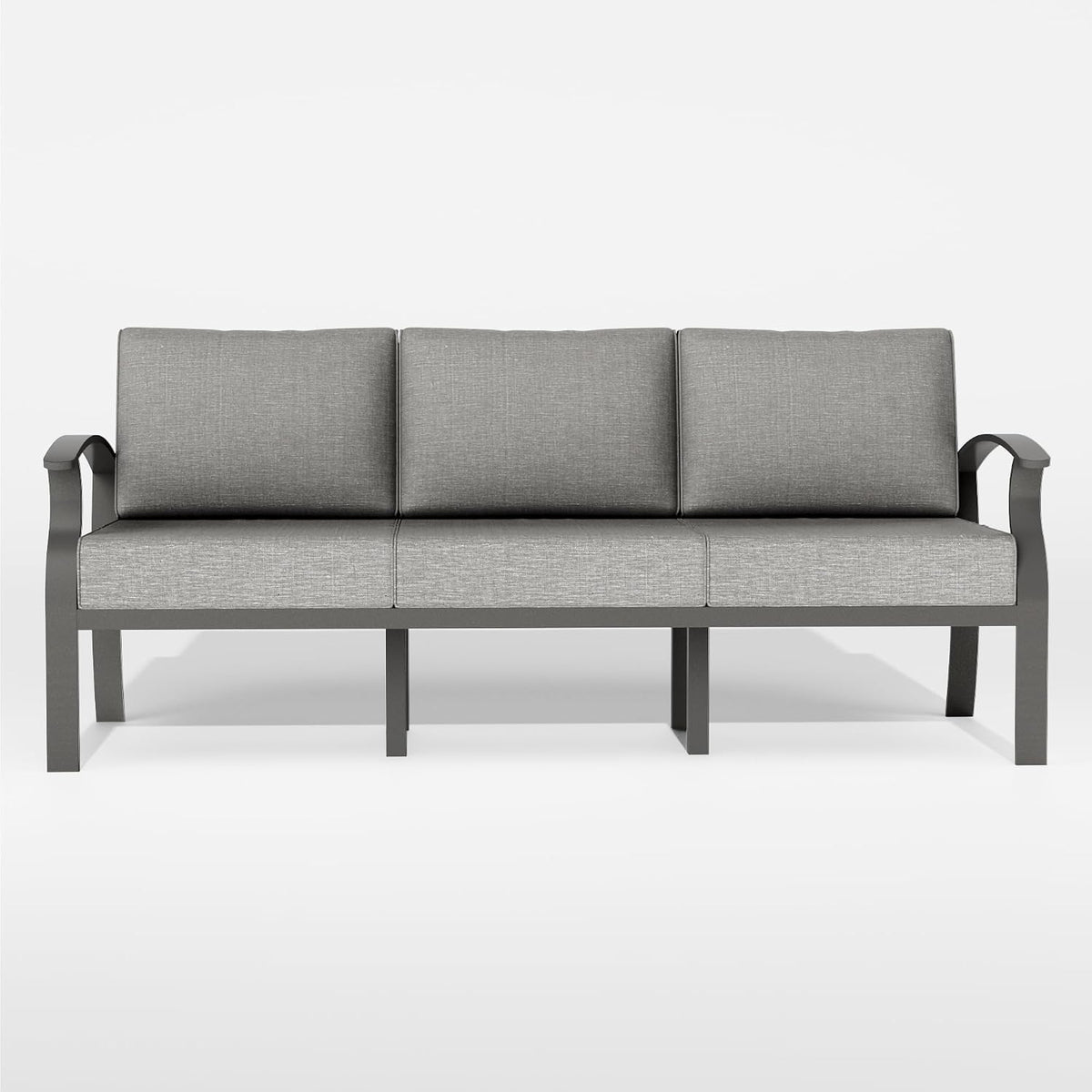 ALAULM Aluminum 3-Seat Patio Furniture Set, Metal Outdoor Furniture Sectional Sofas w/5.1" Cushions for Patio, Backyard, Poolside-Grey