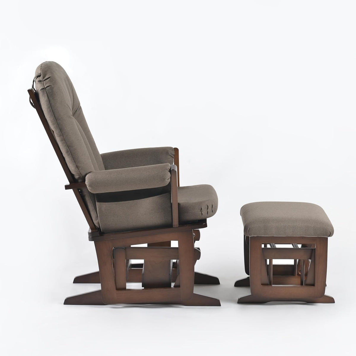 Joli Deluxe Glider Chair and Ottoman Set (Anthacite Fabric and Walnut Frame)