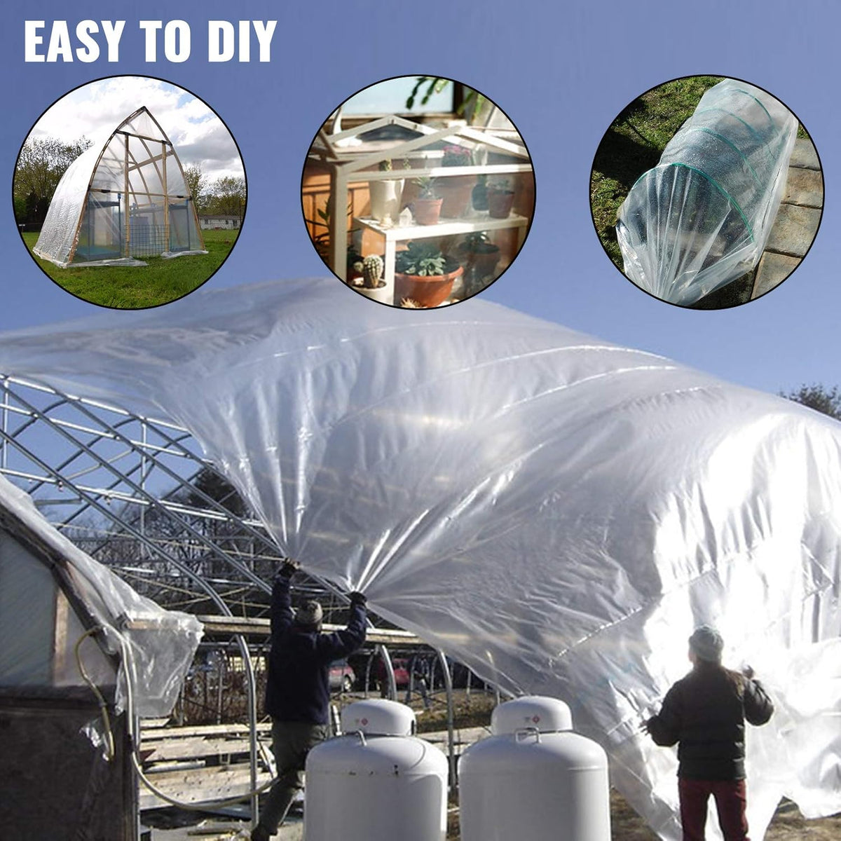 VEVOR Greenhouse Plastic Sheeting 20 x 100 ft, 6 Mil Thickness UV Resistant Clear Polyethylene Film, Hoop Green House Cover for Farms, Agriculture, Garden