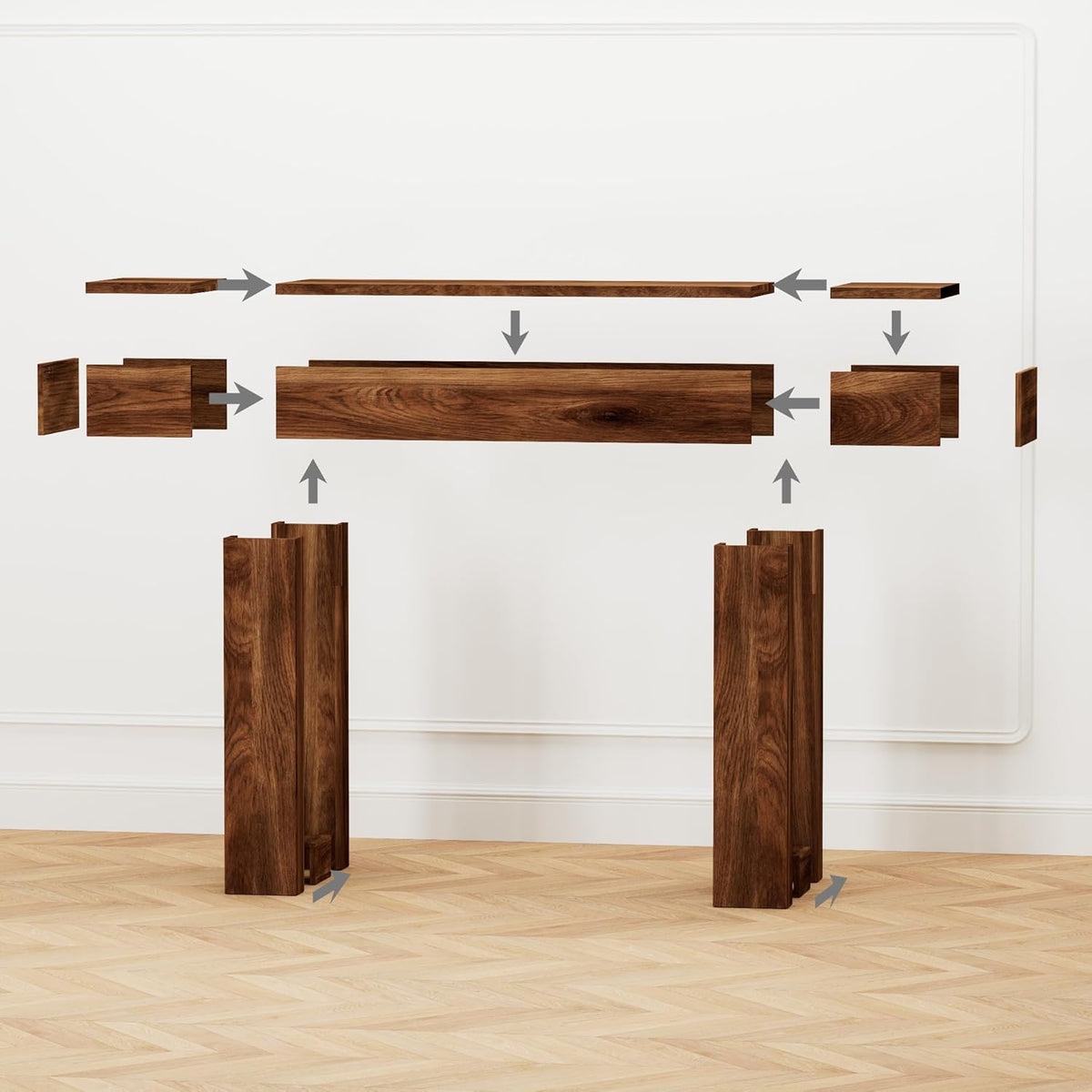 63 Inch Long Console Table w/Outlets & USB Ports, Narrow Rectangular Sofa Table Behind The Couch, Farmhouse Entryway Table for Entrance, Hallway, Living Room(Brown with Outlet)