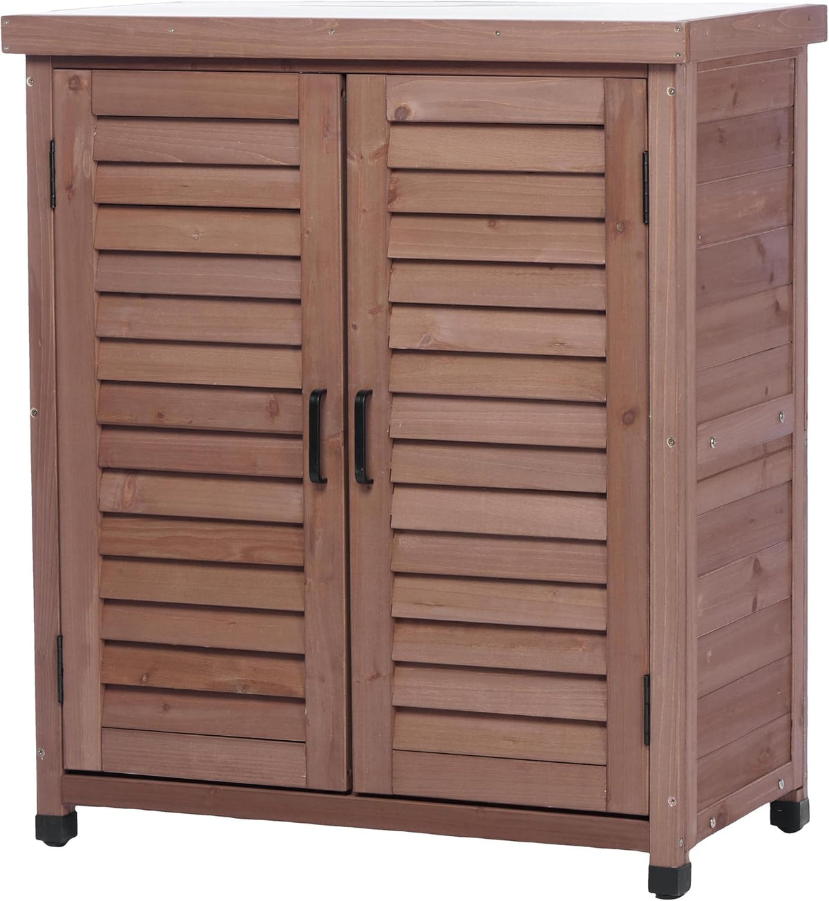 32" Solid Wood Modern Sideboard, Farmhouse Buffet with Rustic Design, Storage Cabinet for Dining Room with Ample Storage for Outdoor Patio Garden Spaces, Brown
