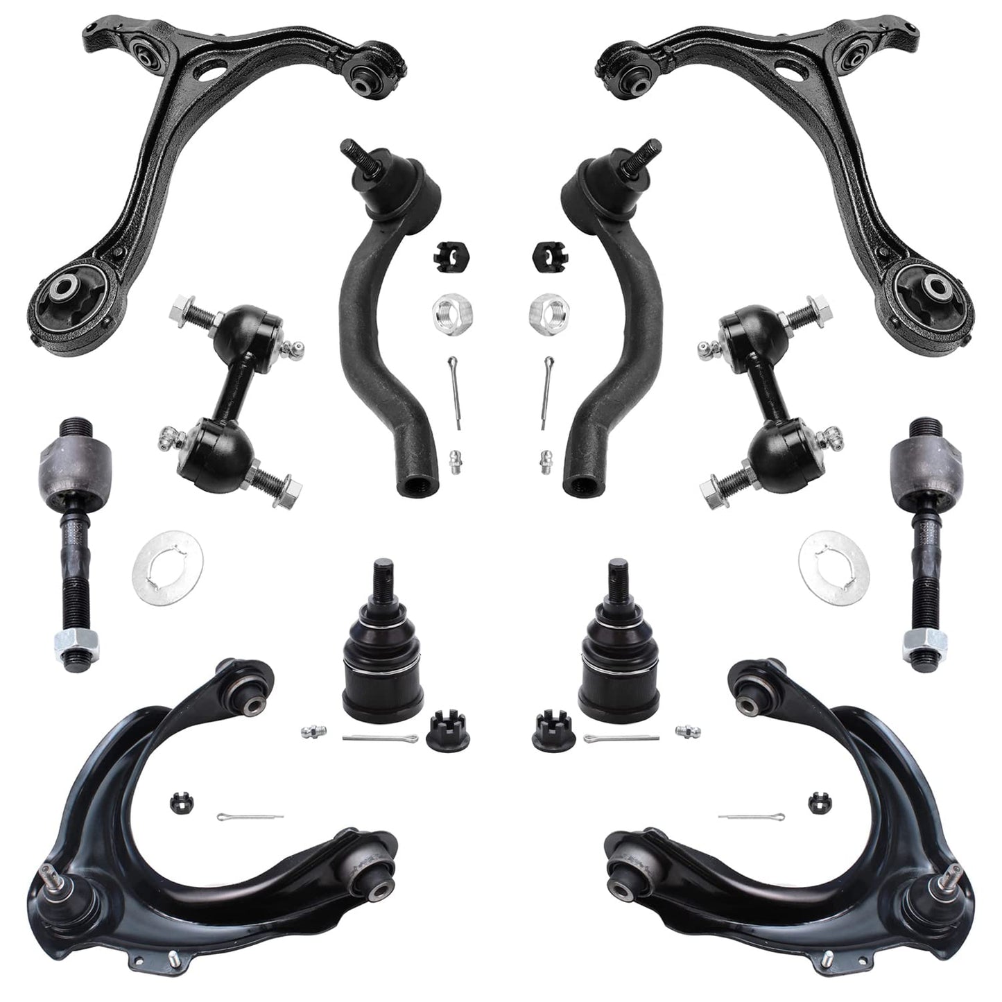 Detroit Axle - 12pc Front End Suspension Kit for Acura 04-08 TSX, 03-07 Honda Accord, Upper & Lower Control Arms Tie Rods Sway B