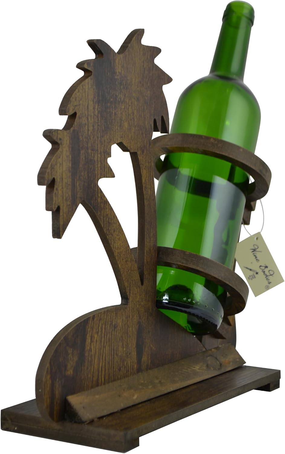 12" Brown Wooden Palm Tree Bottle Holder