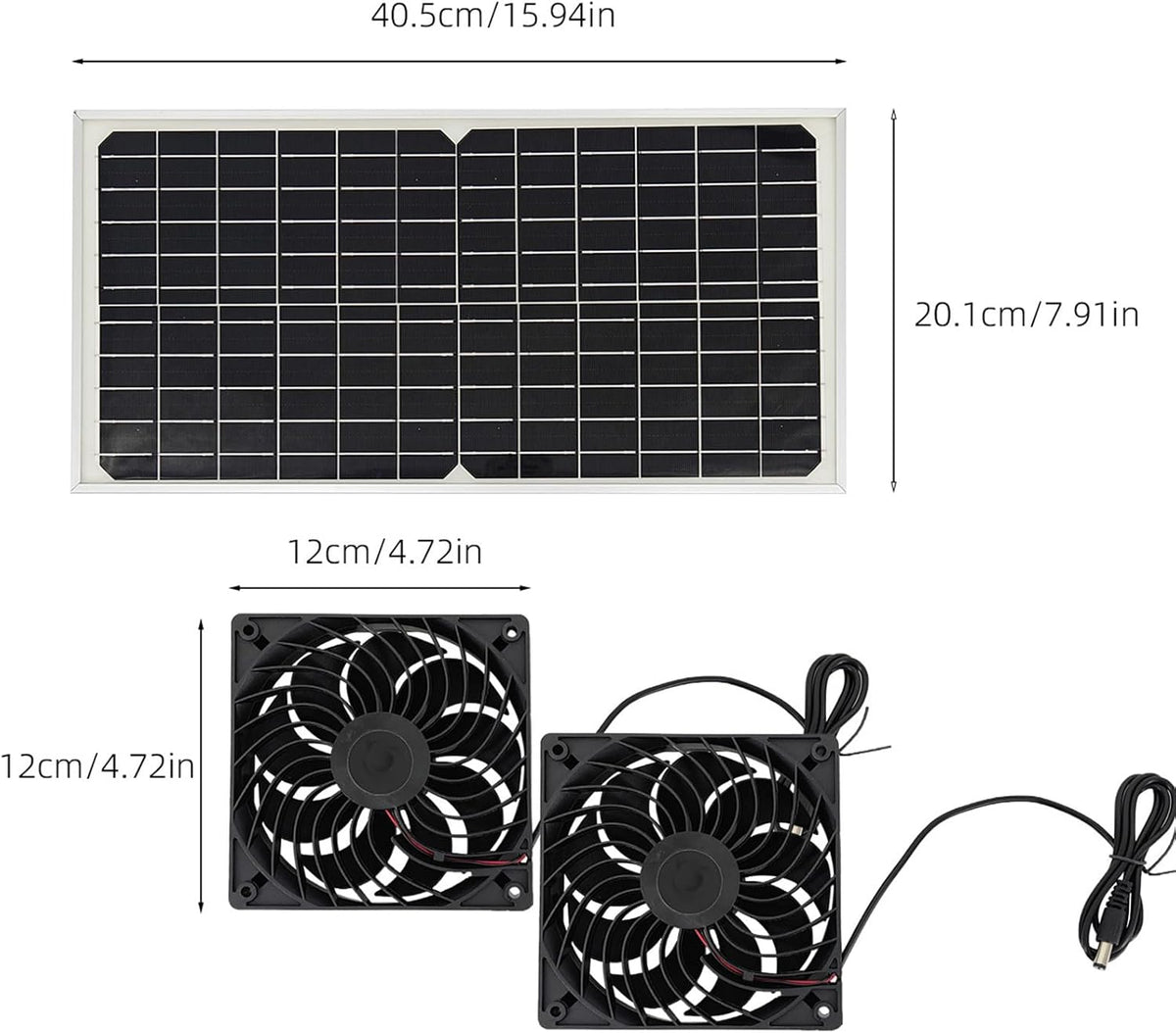 20W Solar Exhaust Fan for Chicken Coop, Sheds, Greenhouses, Dog Houses, Windows, Attics, Solar Powered Fan with Metal Frame, Easy Plug and Play Installation