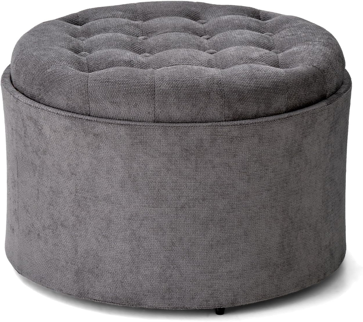 ONBRILL 24" Round Ottoman Coffee Table, Storage Ottoman with Lift-Off Lid | Large Size, Sturdy Steel Frame, 15.4" Height Foot Stool(Better for Low-Profile Sofa), Extra Seat, Entryway Shoe Bench