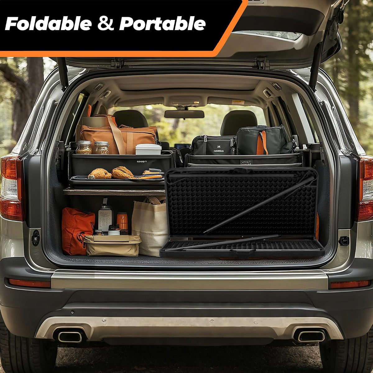 34" Folding Table, Portable Square Camping Card Table with Collapsible Legs & Carrying Handle, Plastic Tables for Outdoor Cooking,Camping,Picnic, Office, Party,Black