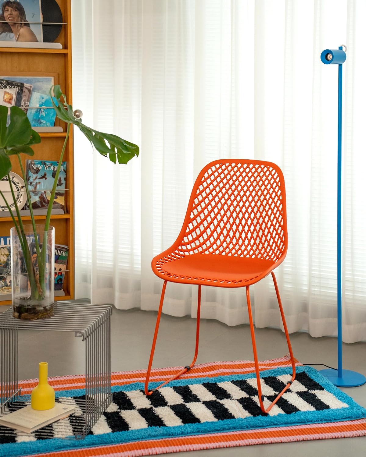 Modern Plastic Dining Chairs, Set of 4 (Blood Orange) | Easy-clean, 280lb Capacity Mental Legs, 5min Quick Assembly, Dining room& Kitchen Seating, Stable on Floors & Carpet