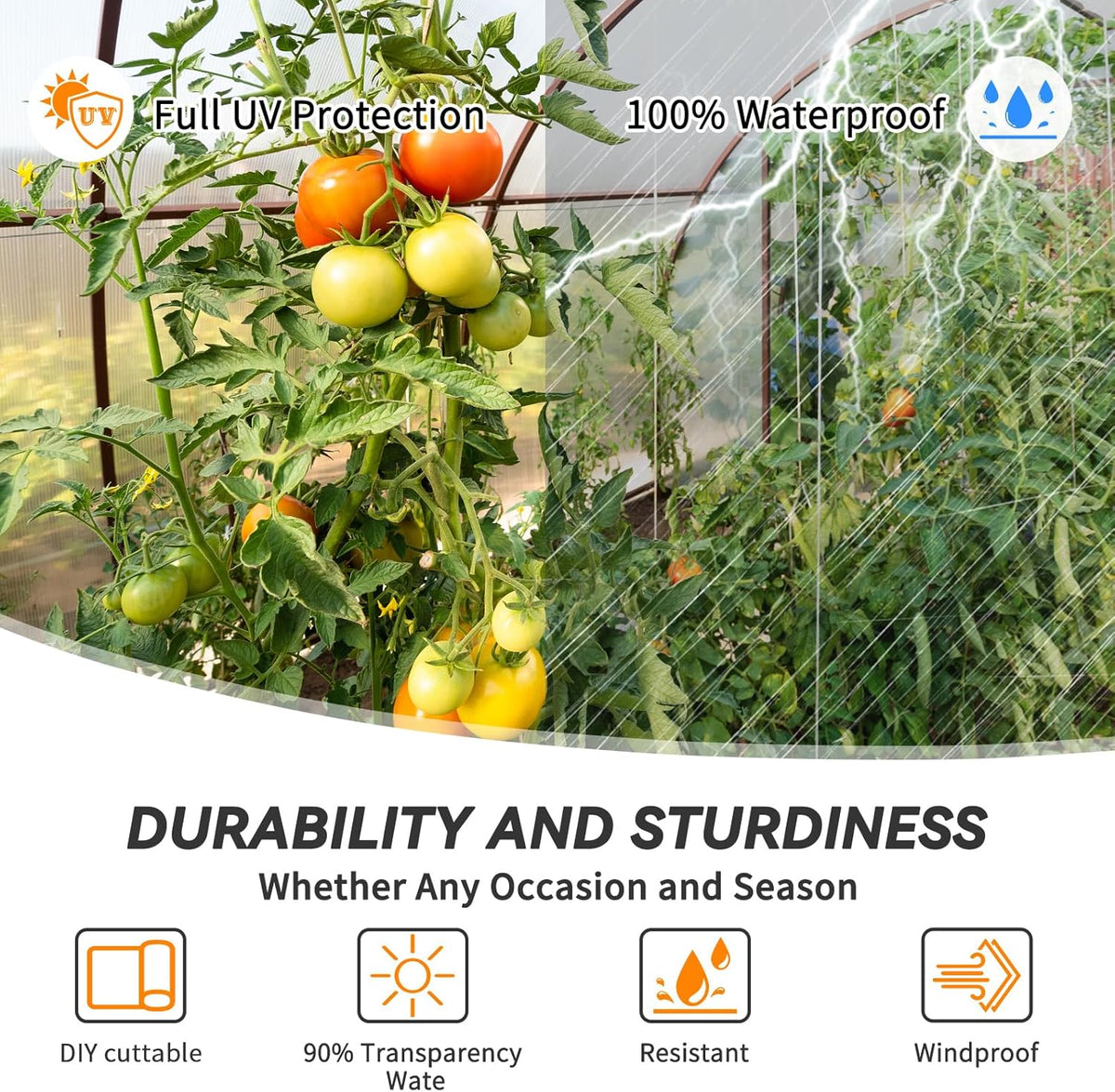 12' x 25' Greenhouse Plastic Film Sheeting Cover 6 Mil Thickness, Clear Greenhouse Cover Polyethylene Plastic UV Resistant Anti-drip, Anti-Fog for Farms, Agriculture, Garden, Farm Plastic Cover
