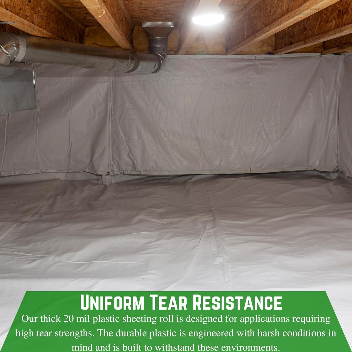 Farm Plastic Supply Crawl Space Vapor Barrier, 20 mil - Thick Plastic Sheeting, Drop Cloth Moisture Barrier for Crawl Space Encapsulation, Heavy Duty Polyethylene, Black & White Panda Film (12' x 75')