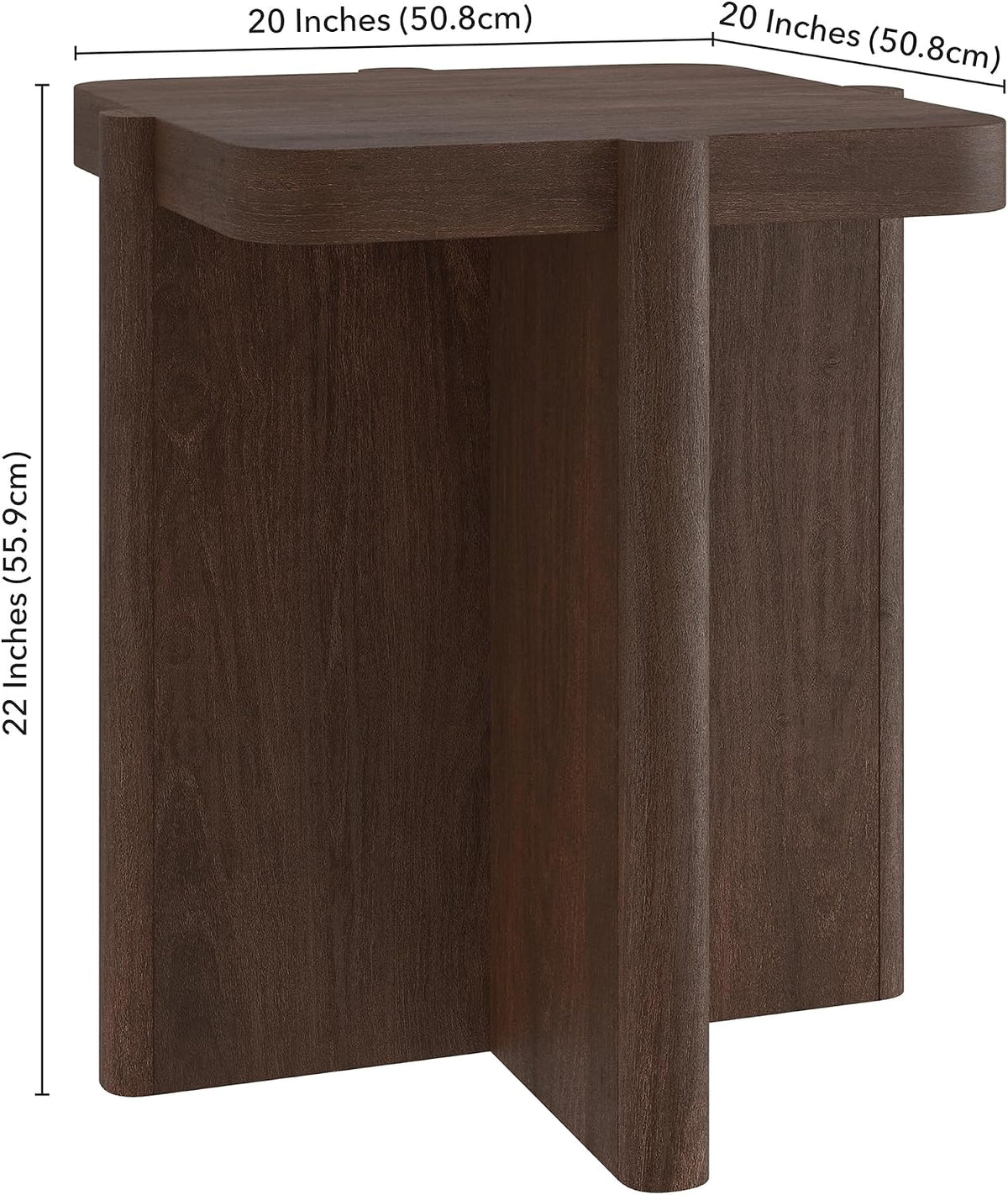 Henn&Hart 20" Modern Square End Table, Side Table, Nightstand with X-Base for Living Room, Office, Family Room, or Bedroom, Heritage Oak