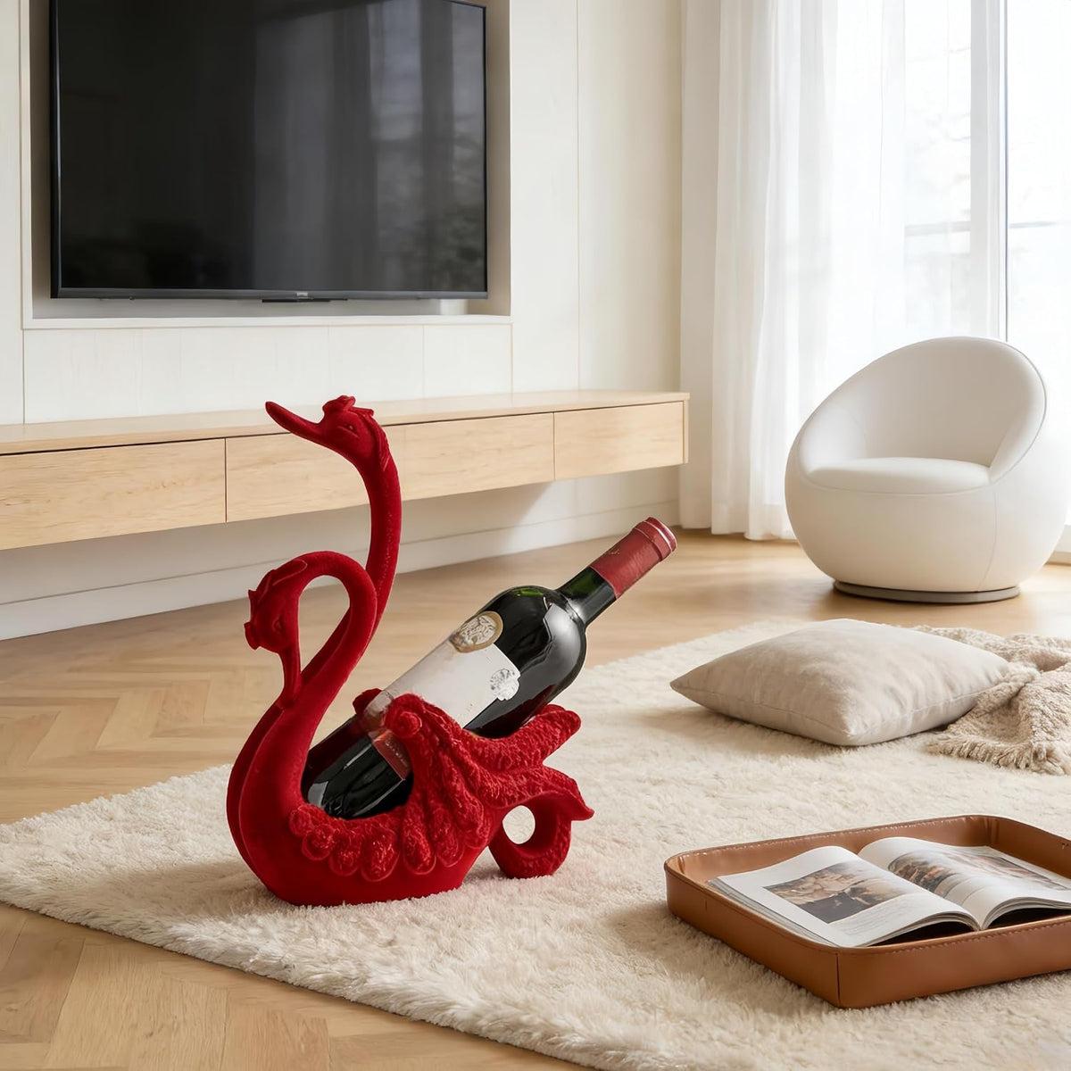 XINXUAN Swan Couple Wine Bottle Holder Countertop, Gifts for Women | Wine Lovers, Decor for Kitchen, Wine Gifts for Women, Ornament Display Stand