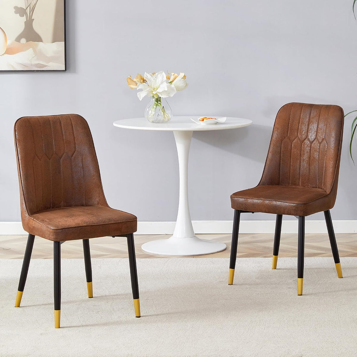 Dining Chairs Set of 2,Modern Dining Chairs, Equipped with Suede Nap Leather Backrest Cushions and Metal Legs, Suitable for Restaurants, Kitchens, and Dining Room Chairs