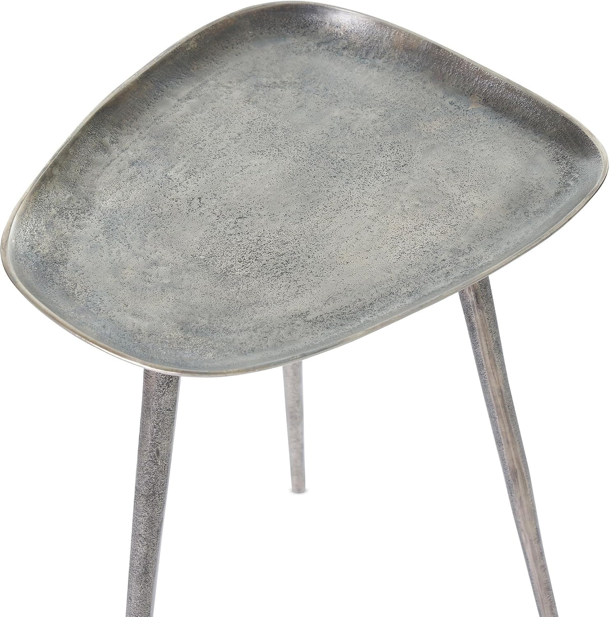 Convenience Concepts Bali Metal Tall End Table 16" - Tall Modern Artisan Handcrafted Living Room Table, Unique Cast Metal Family Room Side Table, Bohemian Cocktail Style, Antique Silver