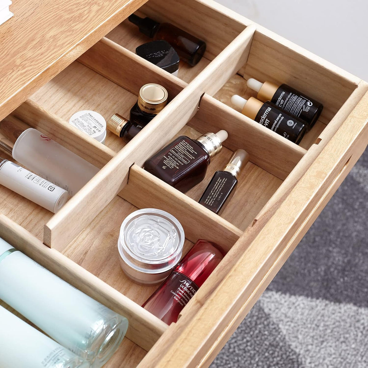 GDFStudio Solid Wood Bistro Dresser Table,Compact Storage Desk with Drawer,Easy Assembly Natural Wood Multi-Functional Table for Small Spaces,23.62" W Oak