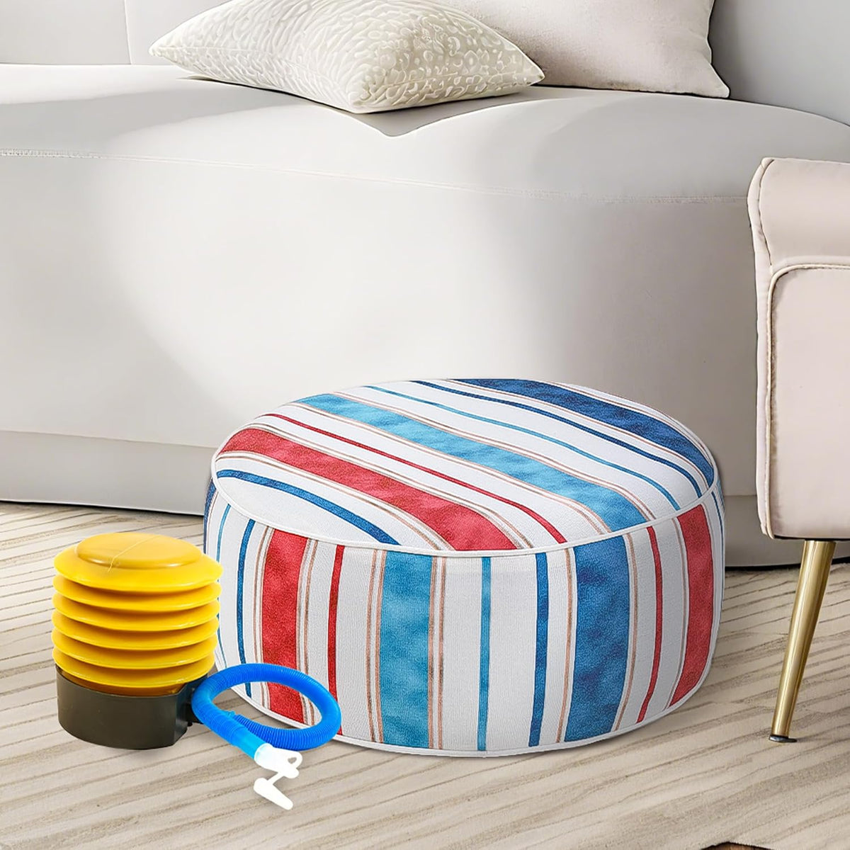 UPWELL Waterproof Inflatable Outdoor Ottoman Pouf,Portable Patio Footrest, Durable & Stylish, Perfect for Garden, Pool, Camping & Home Use - D20 xH9(LeisureLift)