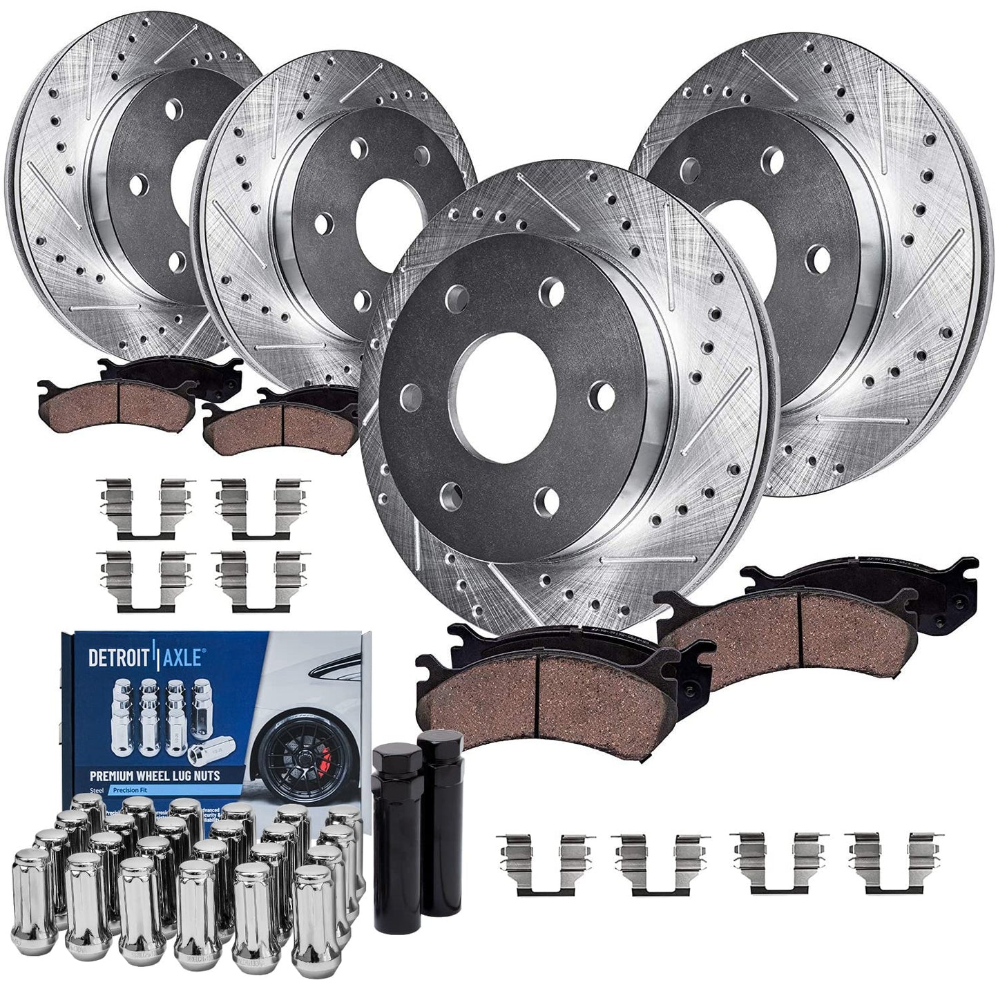 Detroit Axle - 4WD Brake Kit for Chevy GMC Silverado Sierra 1500 Tahoe, 12 inch Front & 12.79 inch Rear Drilled Slotted Brak