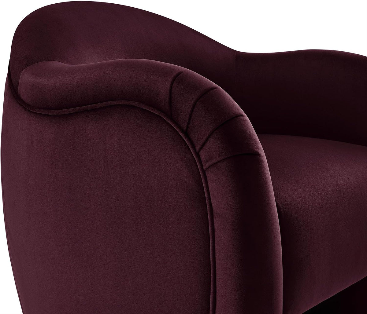 Modway Compose Barrel Chair with Performance Velvet Fabric in Mulberry – Upholstered Accent Armchair with Curved Backrest – Cozy Lounge Chair for Reading – Round Comfy Single Sofa Club Chair