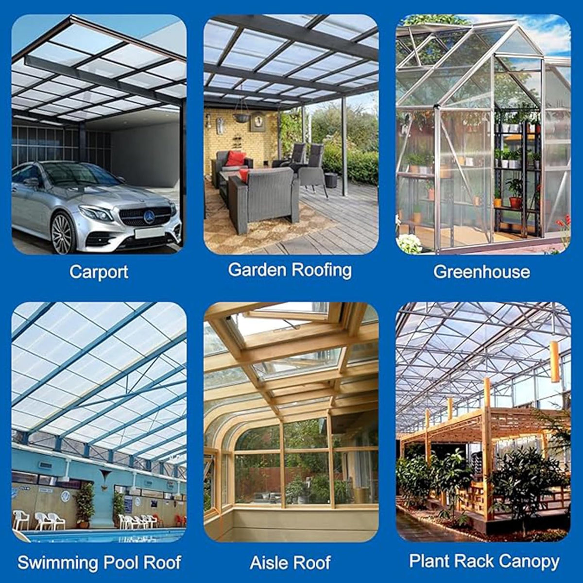 20 Pcs 2' x 4' x 0.15'' Polycarbonate Greenhouse Panels, Twin-Wall Roof Panels Waterproof UV Protected Corrugated Plastic for Greenhouse, Plant Stand Roof (20)