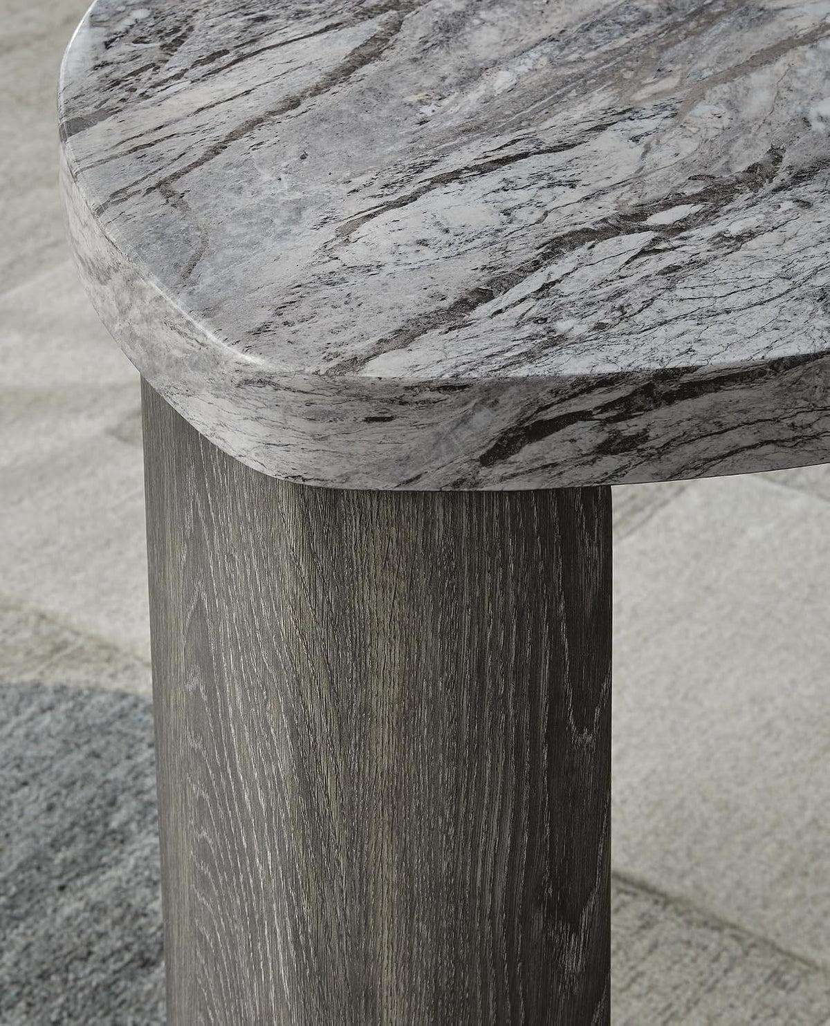 Signature Design by Ashley Surmour Contemporary End Table with Faux Marble Top, Gray & Light Brown
