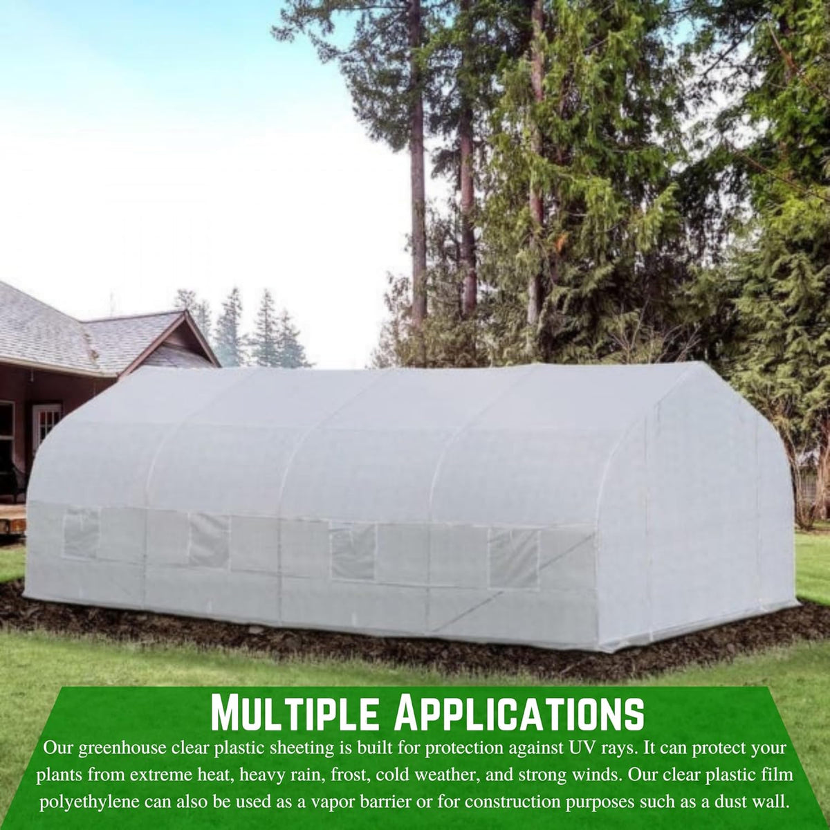Farm Plastic Supply - String Reinforced 4 Year UV Resistant 10 mil White Greenhouse Plastic Sheeting - 4 Year UV Resistant Polyethylene Greenhouse Film, Hoop House Green House Cover (16' x 10')