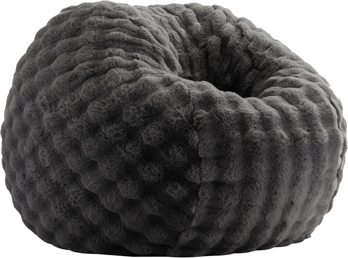 ZurNesfure Bean Bag Chair 3FT Adult Bean Bag with Filler Darkgrey, Medium | Giant Bean Bag Chair, with Handle, Side Pocket&Machine Washable Cover, Large Bean Bag Chair for Adults Home Dorm Bedroom