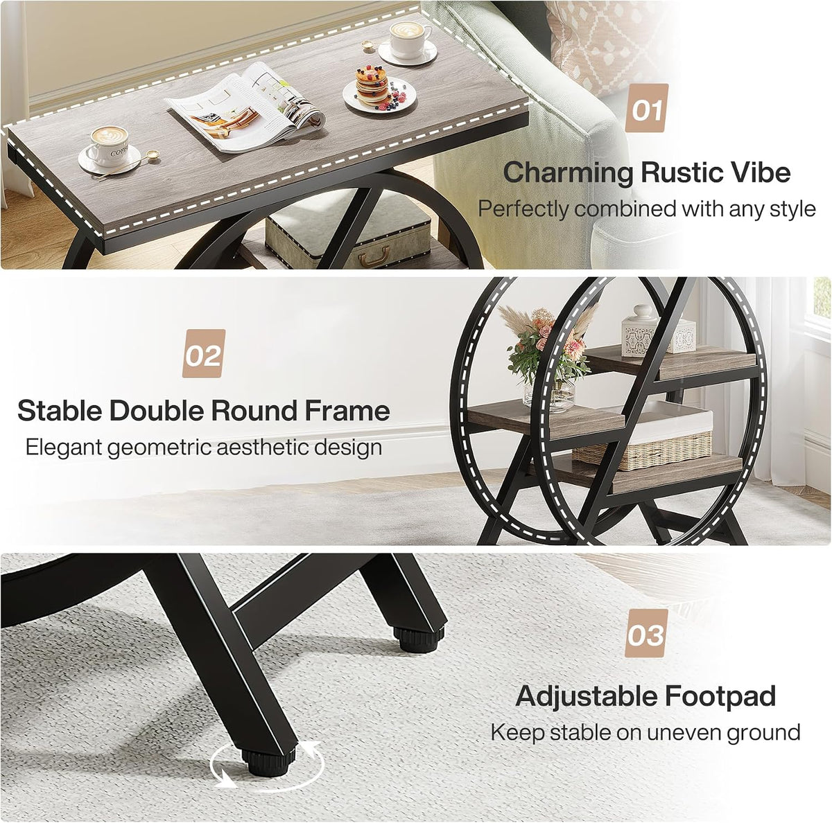 LITTLE TREE Set of 2 End Table, 4-Tier Narrow Side Table