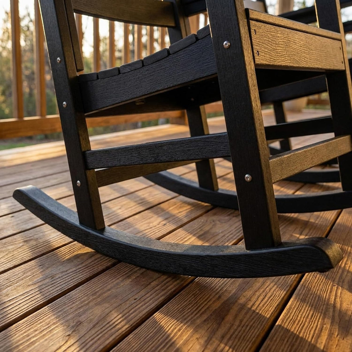 Rocking Chair Set of 2,All Weather Courtyard for Outside Balcony Gardens,High Back Outdoor Rocking Chair with 400lbs,Black