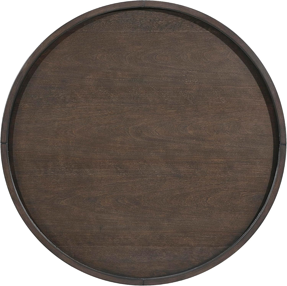 Lexicon Wood Round End Table with Gold Metal Cap, 36" Dia. Mid Century Modern Round Birch Wood Veneer Sofa Side Table for Contemporary Living Room, Easy Assembly, Dark Brown
