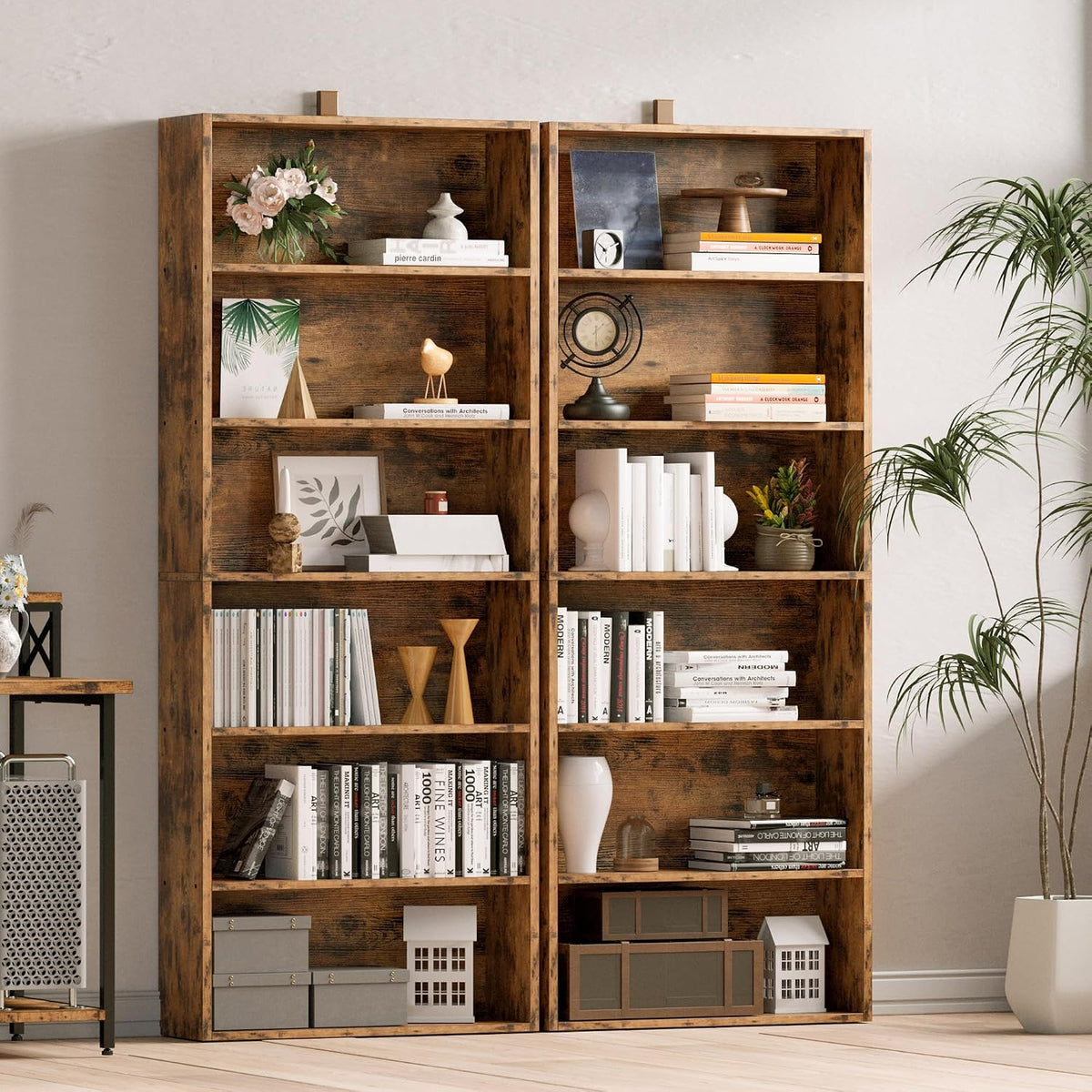 IRONCK Bookshelf and Bookcases 70" Tall, 6 Tiers Display Storage Shelves
