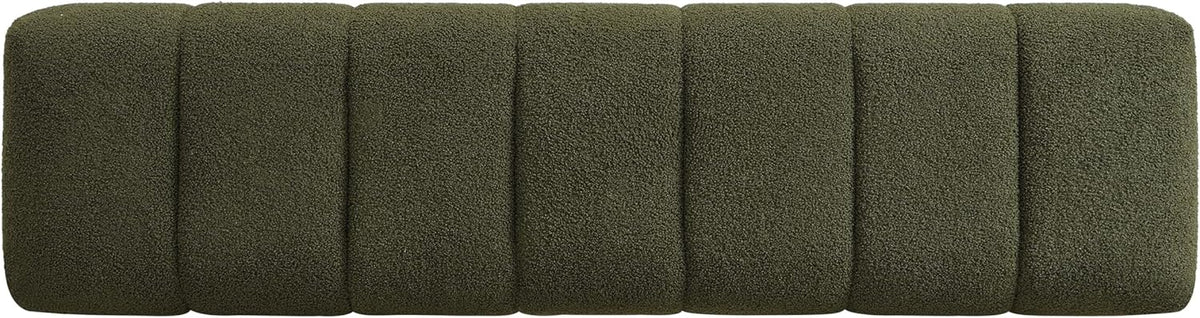Christopher Knight Home Manila 64" Boucle Dining Bench, Upholstered Ottoman Bench, Rectangular Dining Seat, Spacious Seating, Long Footstool for Living Room Dining Room, No Assembly Needed, Green