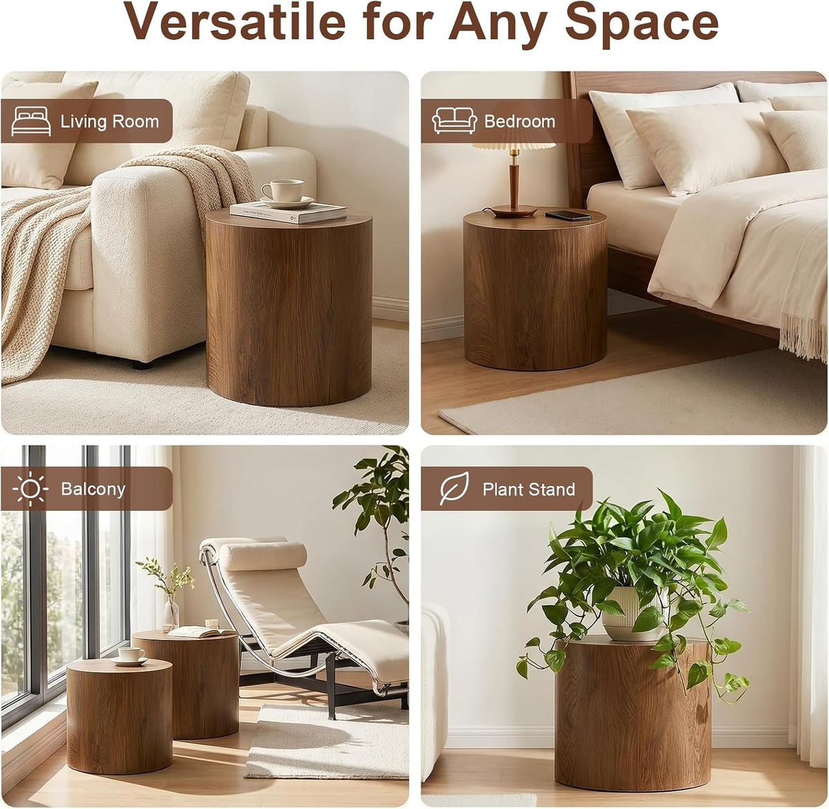 Round Coffee Table Set of 2,Modern Nesting Center Table with Non-Slip Feet | Minimalist Wood Center Table for Living Room, Bedroom, Office, Small Space, No Assembling,Beige