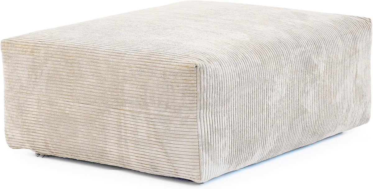 JACH 39.37" Oversized Ottoman Seater for Living Room, Deep Seat Extra Sofa Seater, Minimalist Chaise Ottoman, Modern Corduroy Ottomans for Living Room, Apartment, Beige 