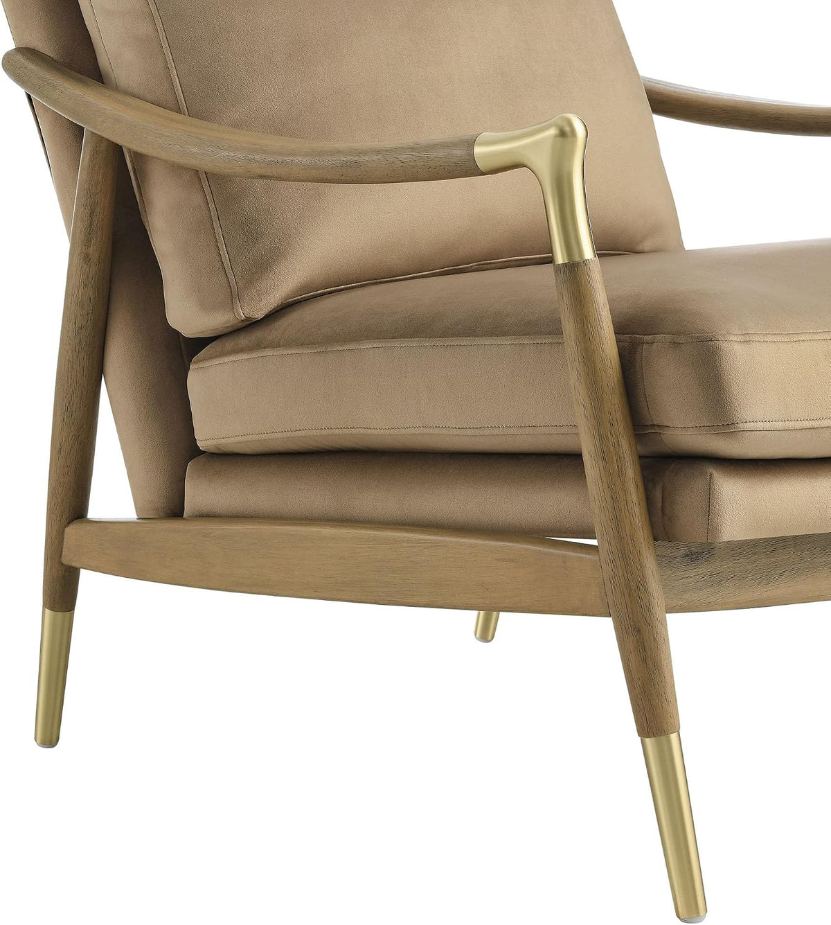 Modway Langford Stain-Resistant Performance Velvet Armchair – Mid Century Modern Velvet Chair with Wood Frame – Upholstered Accent Chair for Living Room or Bedroom