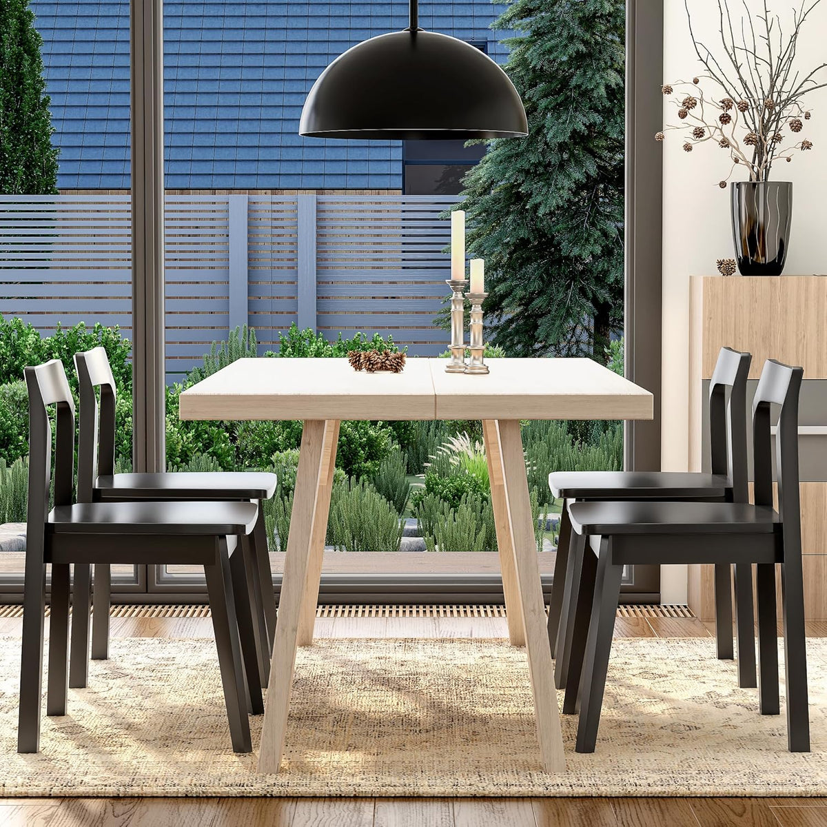 EYYTHUNG Farmhouse Wood Dining Chairs Set of 2,Wooden Kitchen Chairs, Mid Century Modern Side Chair Armless Chair for Living Room, Dining Room, Black