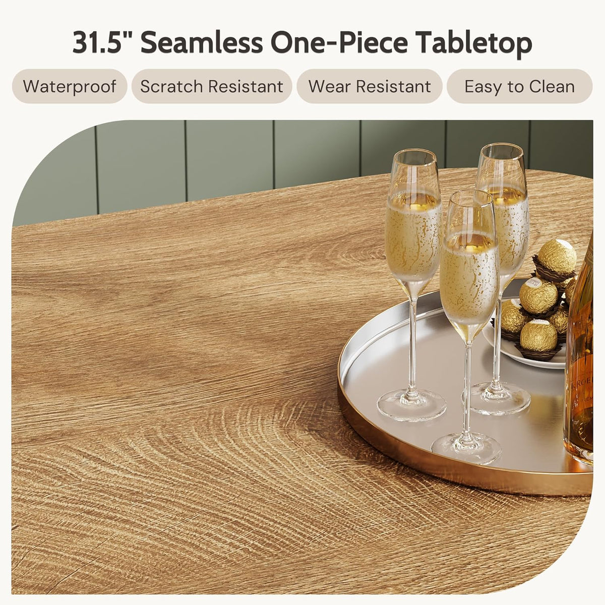 Square Dining Table for 2-4, 31.5-Inch Small Kitchen Table with Sturdy Pedestal Base, Farmhouse Wood Dinner Table for Dining Room, Living Room, Kitchen (Natural)
