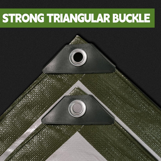 Green/Silver Heavy Duty Waterproof Tarp 12x12FT, 12mil Thick,Multifunctional tarp Whit Tear&Fade Resistant,UV Resistant,with Grommets and Reinforced Edges.