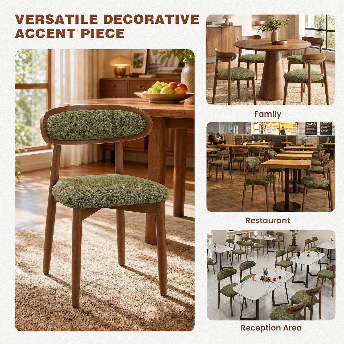 Dining Chairs Set of 6, Upholstered Dining Room Chairs with Solid Wood Legs