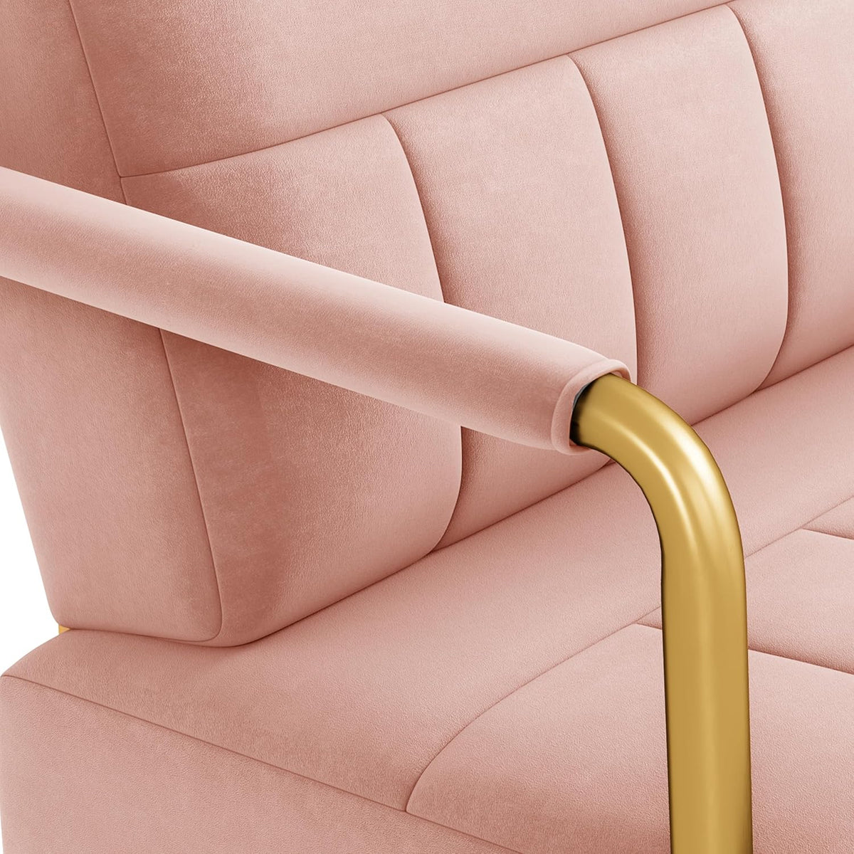 Yaheetech 30" Accent Chair Velvet Armchair with Golden Frame, Pink | Velvet Accent Chair Oversized Armchair Living Room Chair with Gold-Tone Metal Frame for Living Room, Home Office, Bedroom