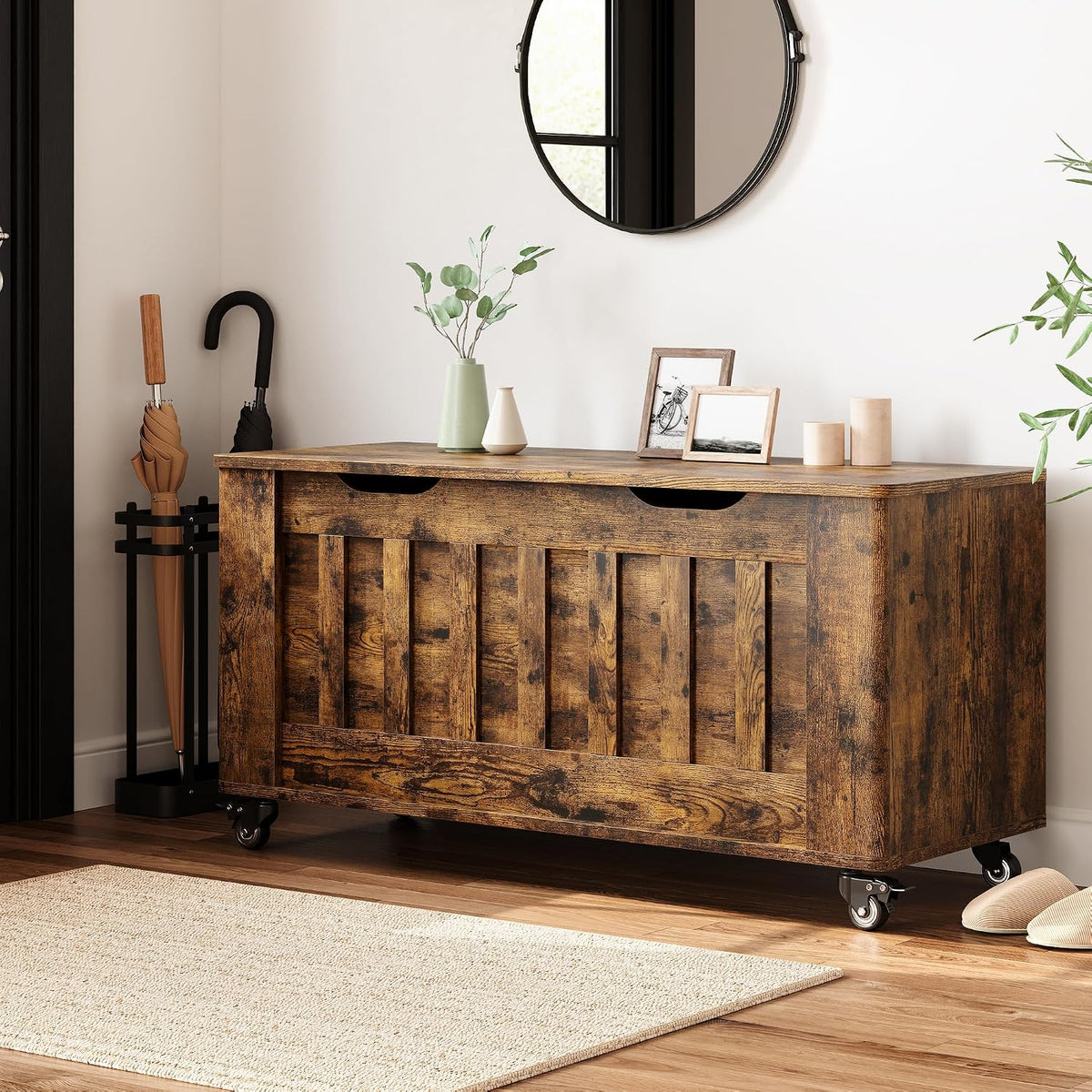 IDEALHOUSE Storage Chest, 39.4" Storage Bench Wooden Storage Trunk, Retro | Supports 350 lbs & Safety Hinges, Lift-Top Entryway Bench, Shoe Bench for Entryway, Bedroom, Living Room, Modern Style