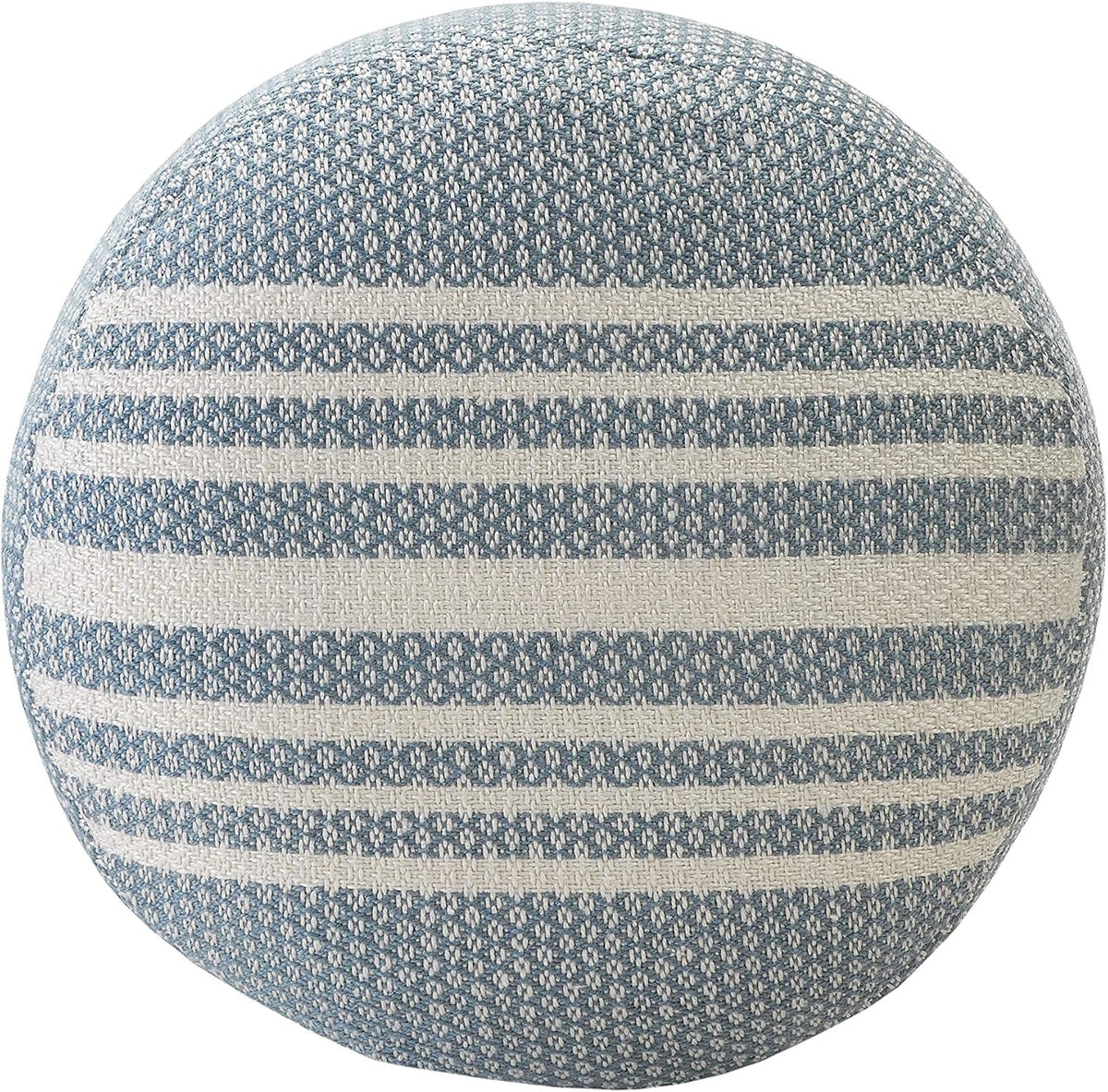 LR Home Simple Stripe Indoor Outdoor Pouf, Blue/White/Pink/Black, 20" x 20" x 20"