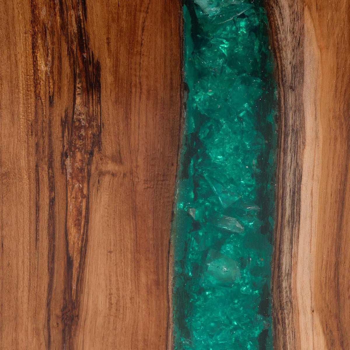 Bali & pari ANAN Teak Wood Epoxy Resin End Table - Live Edge Cube Side Table, Handcrafted Modern Rustic Accent Table for Living Room or Bedroom, Cube