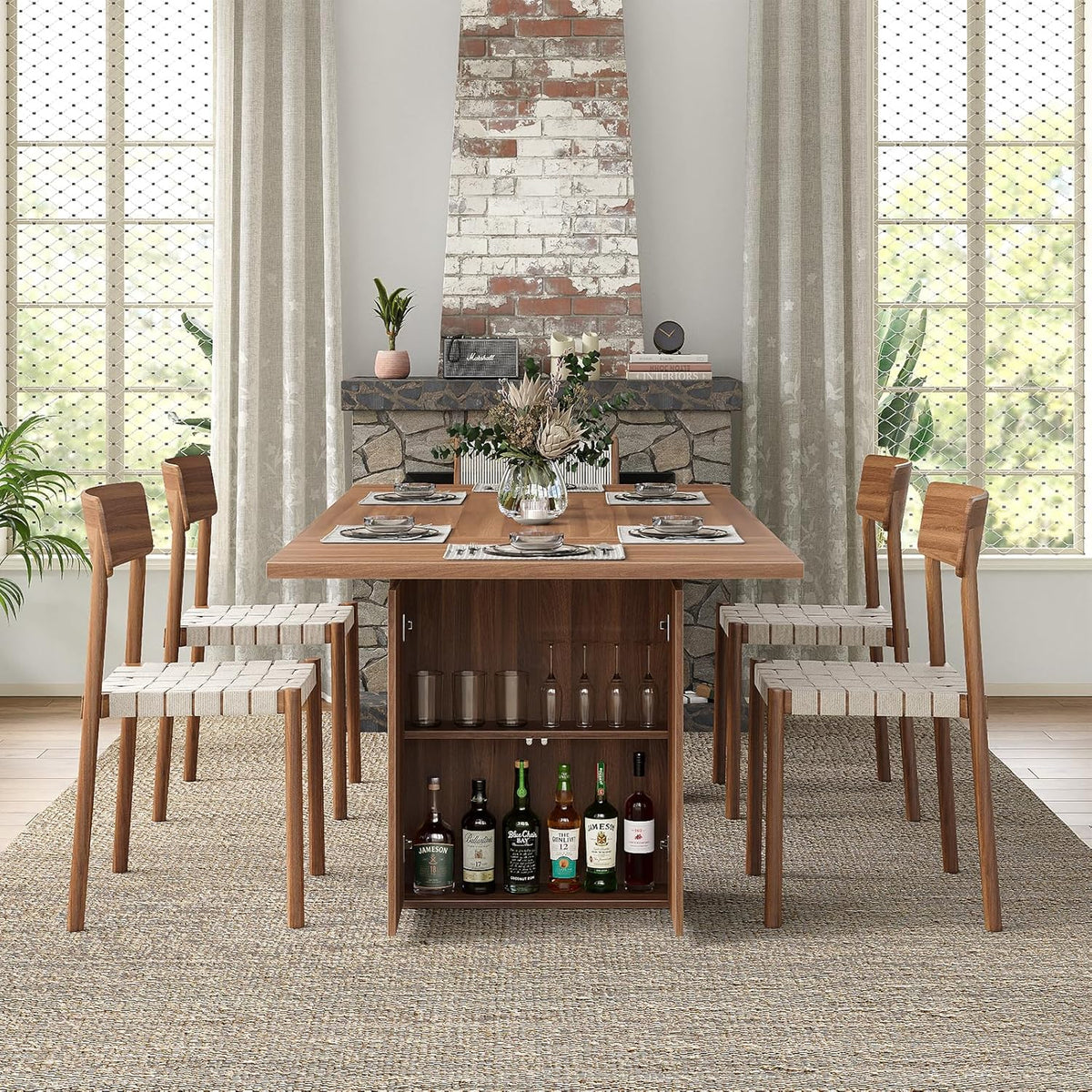 Yanosaku 78.7'' Dining Table for 4 6 8 10, Rectangular Kitchen Table with Storage, Farmhouse Dining Room Table for Kitchen, Dining Room, Living Room