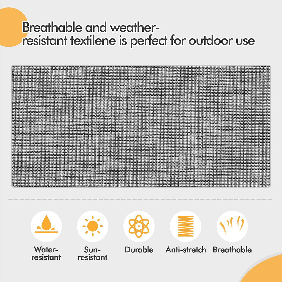 Yaheetech Outdoor Glider Bench Patio Loveseat with Table, Gray | Steel frame, Texteline fabric and tempered glass table provide comfort, easy assembly, and roomy two-person outdoor seating.