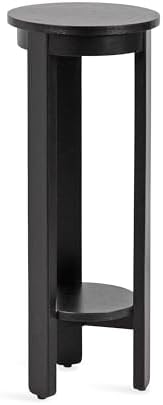 Kate and Laurel Foxford Modern Tiered Round Drink Table, 12 x 12 x 30, Black, Transitional Two-Tier Circle Plant Stand for Use as Living Room Pedestal Table or Small Bedroom Nightstand