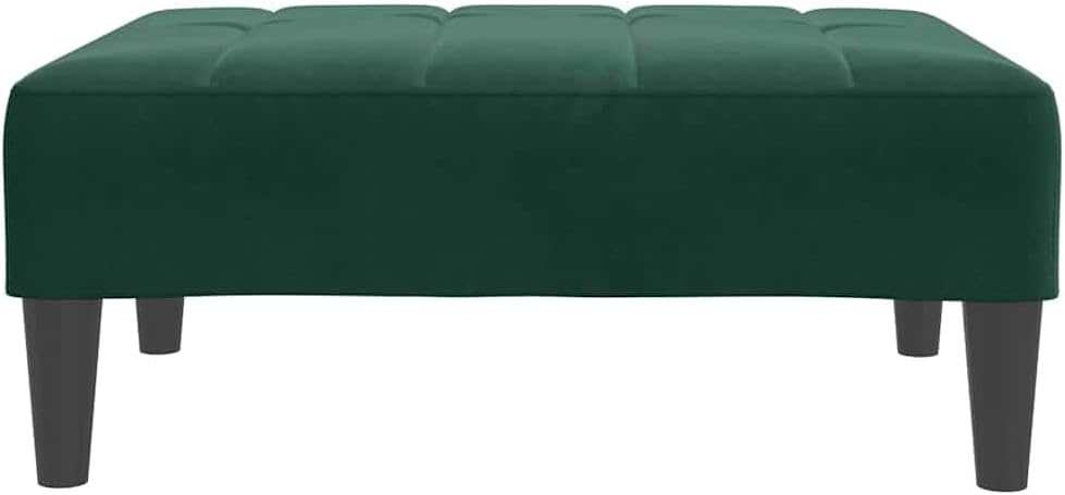 Velvet Footstool Dark Green 30.3x21.7x12.2 Inches, Stable Plywood Frame Footrest for Sofa or Recliner, Cozy and Compact Stool for Living Room